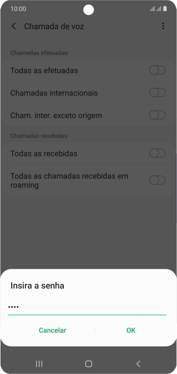 Digite sua senha de bloqueio, e pressione OK. Digite sua senha de bloqueio, e pressione OK.