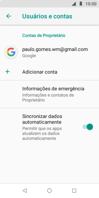 Pressione Adicionar conta. Pressione Adicionar conta.