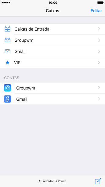 Pressione a conta de e-mail desejada. Pressione a conta de e-mail desejada.