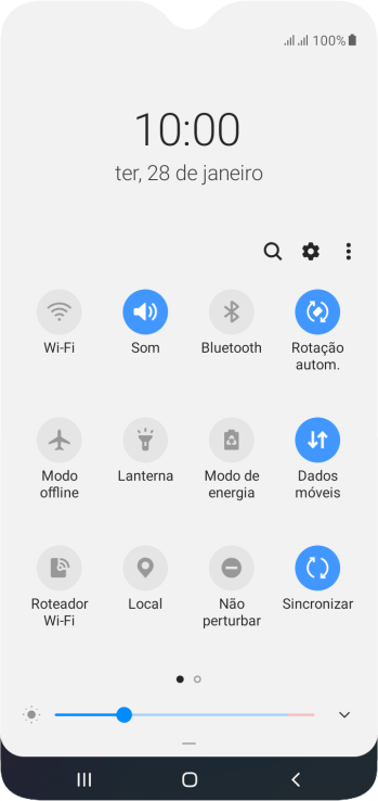 Pressione o ícone de configurações. Pressione o ícone de configurações.