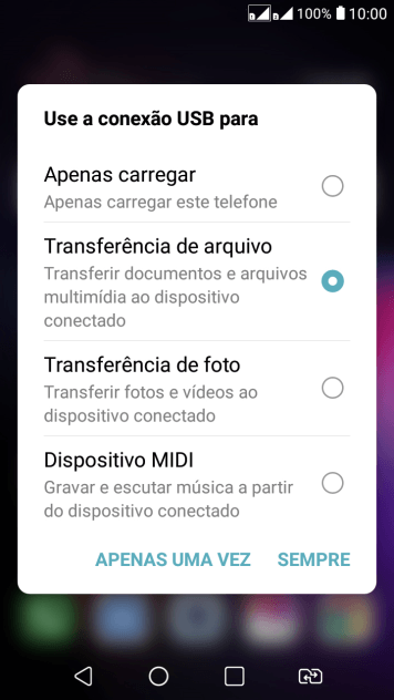 Pressione Transferência de arquivo para ativar a função. Pressione Transferência de arquivo para ativar a função.