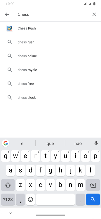 Insira o nome ou assunto do app desejado, e pressione o ícone de busca. Insira o nome ou assunto do app desejado, e pressione o ícone de busca.