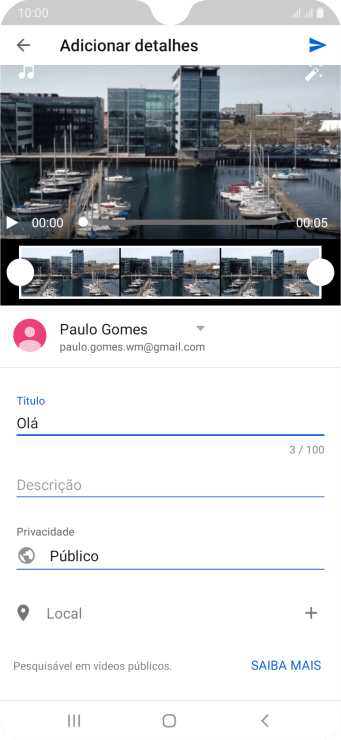 Escreva o texto desejado, e pressione o ícone de upload. Escreva o texto desejado, e pressione o ícone de upload.
