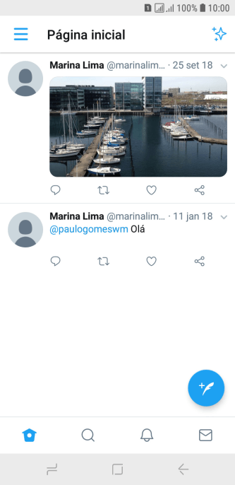 Pressione o ícone de novo tweet. Pressione o ícone de novo tweet.