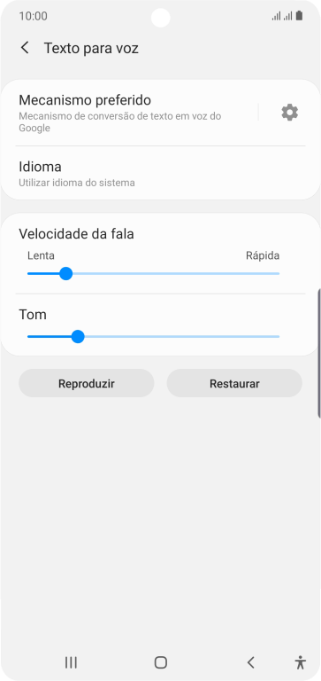 Pressione o ícone de configurações, e siga as instruções da tela para selecionar as configurações desejadas. Pressione o ícone de configurações, e siga as instruções da tela para selecionar as configurações desejadas.
