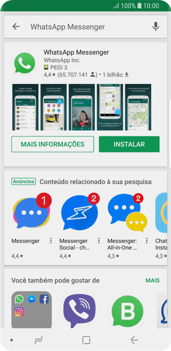 Pressione WhatsApp Messenger. Pressione WhatsApp Messenger.