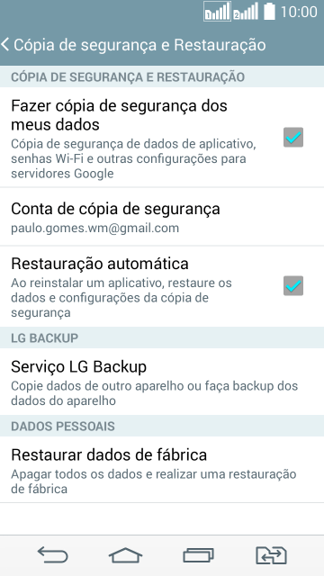 Pressione Restaurar dados de fábrica. Pressione Restaurar dados de fábrica.