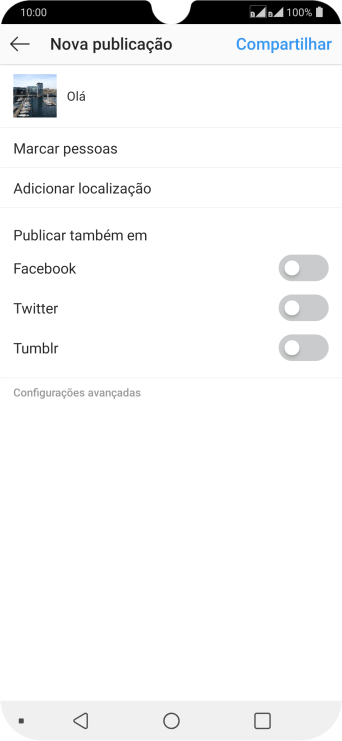 Digite o texto, e pressione Compartilhar. Digite o texto, e pressione Compartilhar.