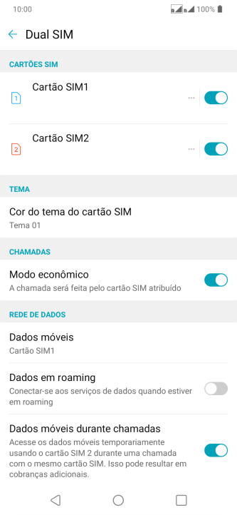Pressione o indicador ao lado do chip desejado para ativar ou desativar o chip. Pressione o indicador ao lado do chip desejado para ativar ou desativar o chip.