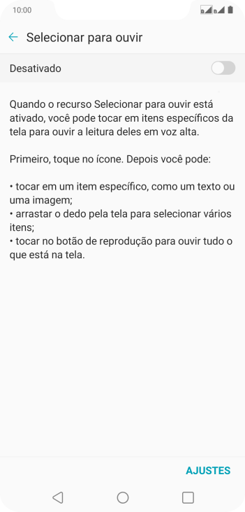 Pressione o indicador para ativar a função. Pressione o indicador para ativar a função.