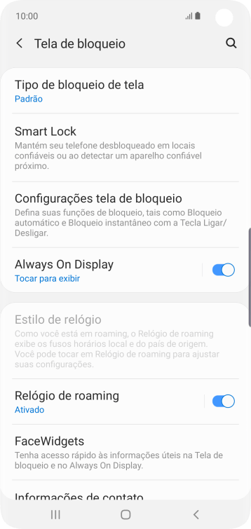 Pressione Tipo de bloqueio de tela, e digite o código de bloqueio extra. Pressione Tipo de bloqueio de tela, e digite o código de bloqueio extra.