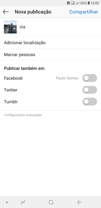 Digite o texto, e pressione Compartilhar. Digite o texto, e pressione Compartilhar.