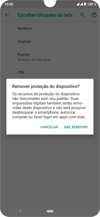 Pressione SIM, REMOVER. Pressione SIM, REMOVER.