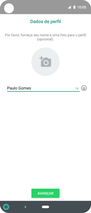 Digite o nome do usuário, e pressione AVANÇAR. Digite o nome do usuário, e pressione AVANÇAR.