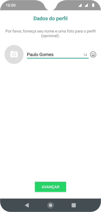 Digite o nome do usuário, e pressione AVANÇAR. Digite o nome do usuário, e pressione AVANÇAR.