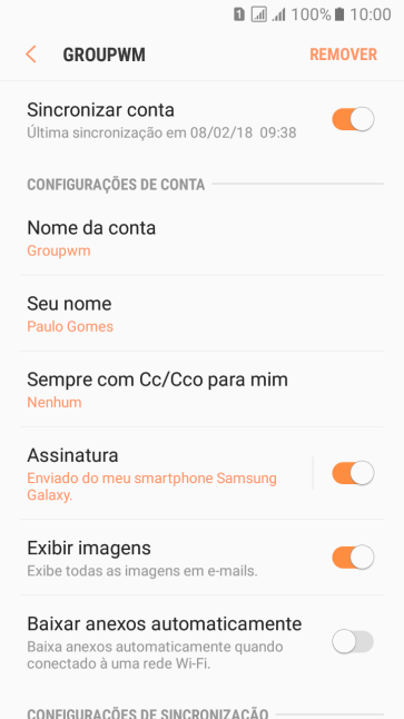 Pressione Nome da conta. Pressione Nome da conta.