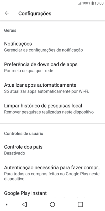 Pressione Atualizar apps automaticamente. Pressione Atualizar apps automaticamente.