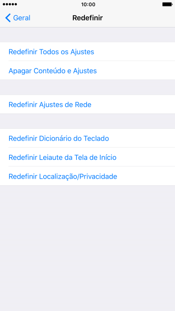 Pressione Redefinir Todos os Ajustes. Pressione Redefinir Todos os Ajustes.