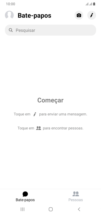 Pressione o ícone de nova mensagem. Pressione o ícone de nova mensagem.
