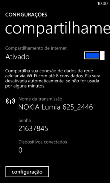 Pressione configuração. Pressione configuração.