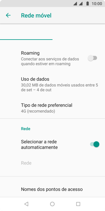 Pressione Nomes dos pontos de acesso. Pressione Nomes dos pontos de acesso.