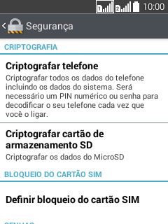 Pressione Definir bloqueio do cartão SIM. Pressione Definir bloqueio do cartão SIM.