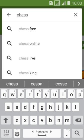 Insira o nome ou assunto do app desejado, e pressione o ícone de busca. Insira o nome ou assunto do app desejado, e pressione o ícone de busca.