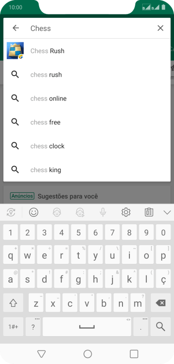 Insira o nome ou assunto do app desejado, e pressione o ícone de busca. Insira o nome ou assunto do app desejado, e pressione o ícone de busca.
