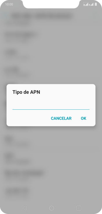 Digite default e pressione OK. Digite default e pressione OK.