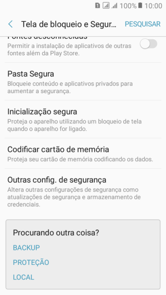 Pressione Outras config. de segurança. Pressione Outras config. de segurança.