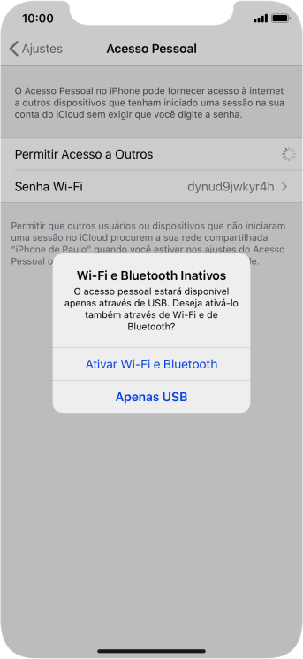Se o Wi-Fi estiver desativado, você deve pressionar Ativar Wi-Fi e Bluetooth. Se o Wi-Fi estiver desativado, você deve pressionar Ativar Wi-Fi e Bluetooth.