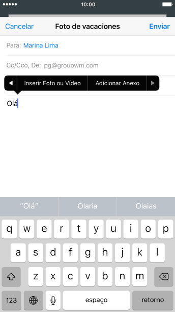 Pressione Inserir Foto ou Vídeo, e navegue até a pasta desejada. Pressione Inserir Foto ou Vídeo, e navegue até a pasta desejada.