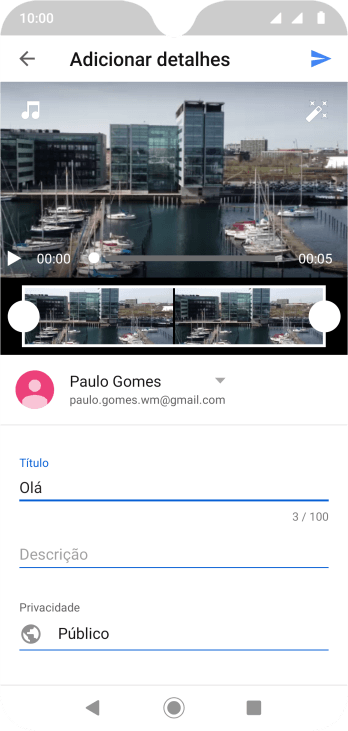 Escreva o texto desejado, e pressione o ícone de upload. Escreva o texto desejado, e pressione o ícone de upload.