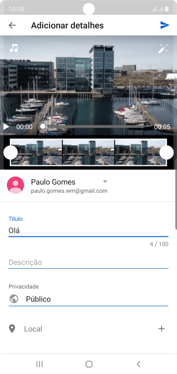 Escreva o texto desejado, e pressione o ícone de upload. Escreva o texto desejado, e pressione o ícone de upload.