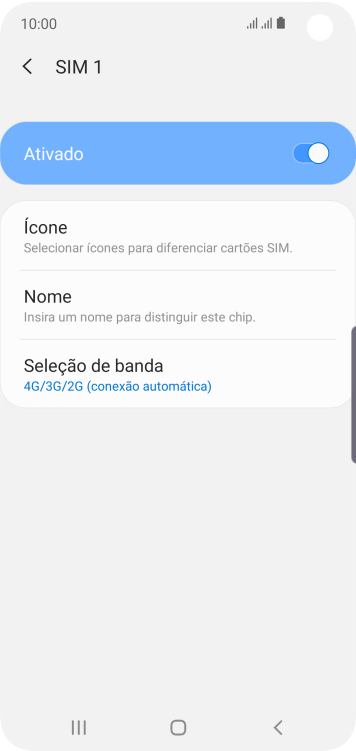 Pressione o indicador para ativar ou desativar o TIMchip. Pressione o indicador para ativar ou desativar o TIMchip.