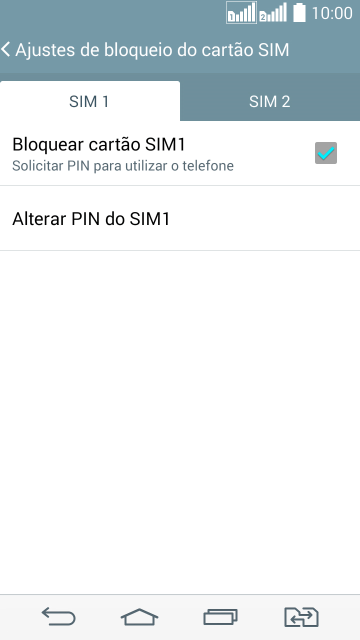 Pressione Bloquear cartão SIM1 para ativar ou desativar a função. Pressione Bloquear cartão SIM1 para ativar ou desativar a função.