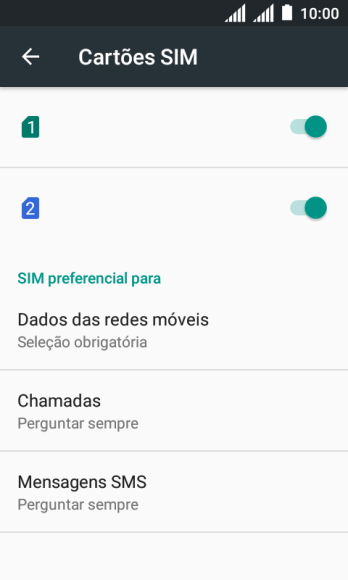Pressione o indicador ao lado do chip desejado para ativar ou desativar o chip. Pressione o indicador ao lado do chip desejado para ativar ou desativar o chip.