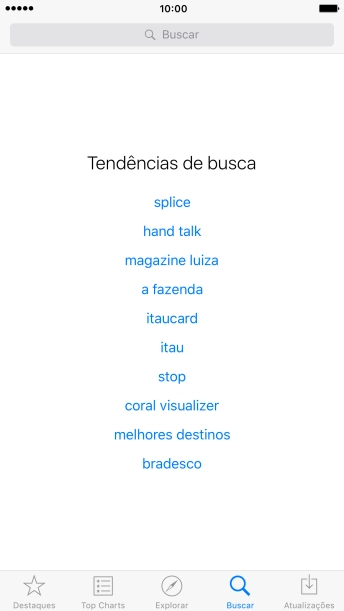 Pressione Buscar, e digite o nome ou assunto do aplicativo. Pressione Buscar, e digite o nome ou assunto do aplicativo.