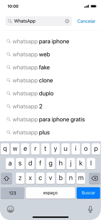 Digite WhatsApp, e pressione Buscar. Digite WhatsApp, e pressione Buscar.