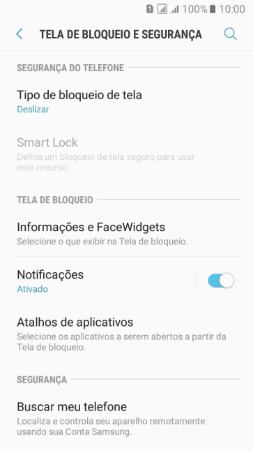 Pressione Tipo de bloqueio de tela. Pressione Tipo de bloqueio de tela.