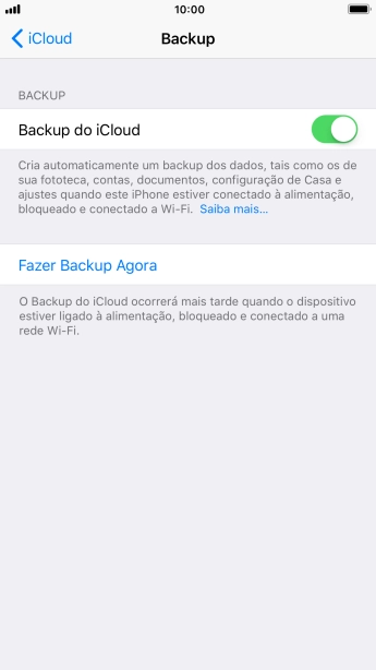 Pressione Fazer Backup Agora, e aguarde enquanto é feita uma cópia de segurança do conteúdo da memória do celular. Pressione Fazer Backup Agora, e aguarde enquanto é feita uma cópia de segurança do conteúdo da memória do celular.