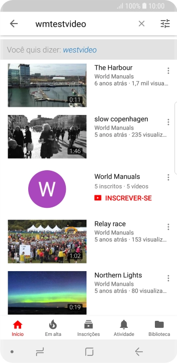 Pressione o vídeo desejado. Pressione o vídeo desejado.