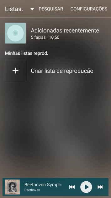Pressione Criar lista de reprodução. Pressione Criar lista de reprodução.