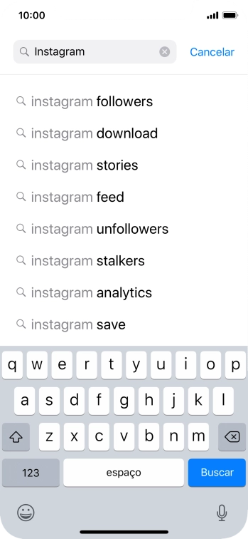 Digite Instagram, e pressione Buscar. Digite Instagram, e pressione Buscar.