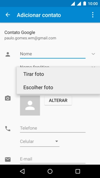 Pressione Escolher foto. Pressione Escolher foto.