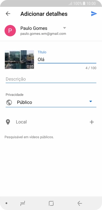 Escreva o texto desejado, e pressione o ícone de upload. Escreva o texto desejado, e pressione o ícone de upload.