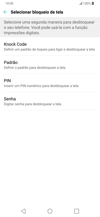 Pressione o código de bloqueio desejado, e siga as instruções da tela para criar um código extra. Pressione o código de bloqueio desejado, e siga as instruções da tela para criar um código extra.