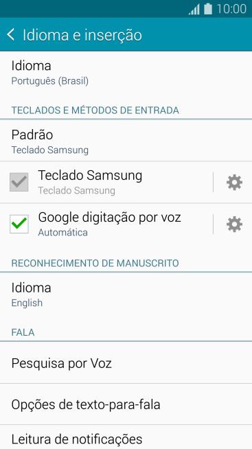 Pressione o ícone de configurações ao lado de Pressione o ícone de configurações ao lado de