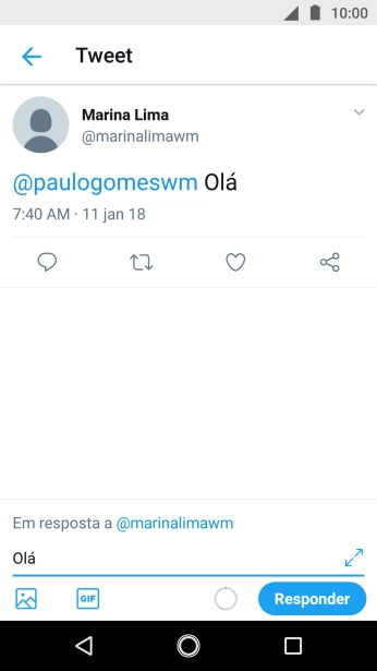 Escreva a resposta desejada, e pressione Responder. Escreva a resposta desejada, e pressione Responder.