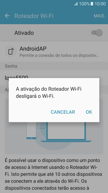 Se o Wi-Fi estiver ativado você deve pressionar OK. Se o Wi-Fi estiver ativado você deve pressionar OK.